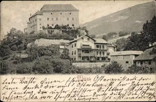 Ak Schenna Scena Südtirol, Schloss Schenna bei Meran
