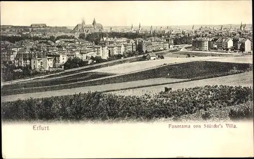 Ak Erfurt in Thüringen, Stadtpanorama von Stürcke's Villa