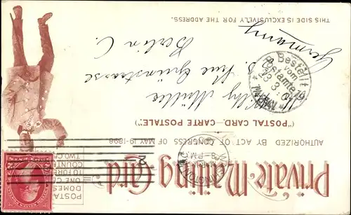 Ak USA, Dere's no lock on de Chicken Coop Door, Junge mit Huhn