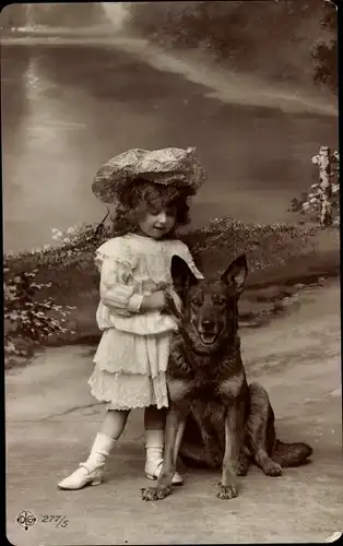 Ak Mädchen mit Hund