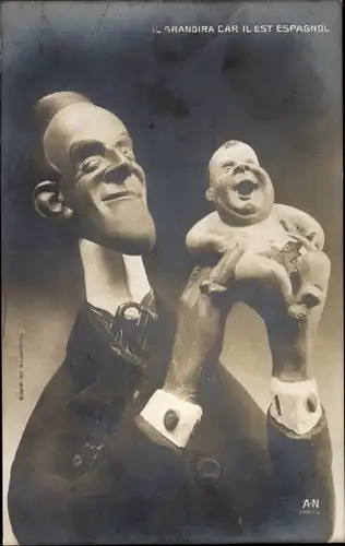 Ak Il Grandira Car il est Espagnol, Karikaturplastik