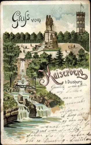 Litho Duisburg im Ruhrgebiet, Kaiserberg, Denkmal, Aussichtsturm