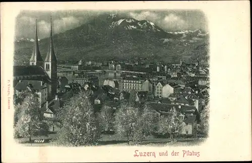 Ak Luzern Stadt Schweiz, Panorama mit Pilatus