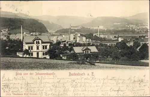 Ak Podmokly Bodenbach Děčín Tetschen an der Elbe Region Aussig, Blick von der Johanneskapelle