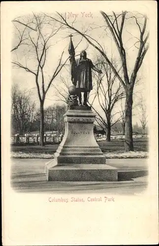 Ak New York City USA, Central Park, Columbus Statue