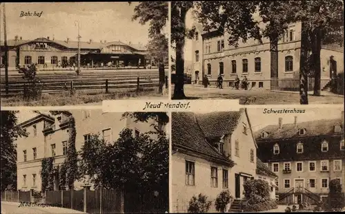 Ak Neudietendorf Thüringen, Bahnhof, Schwesternhaus, Post, Mädchenpensionat