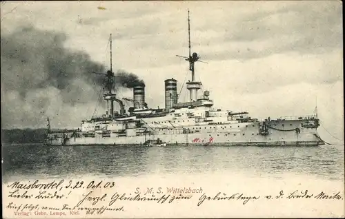 Ak Deutsches Kriegsschiff, SMS Wittelsbach, Kaiserliche Marine