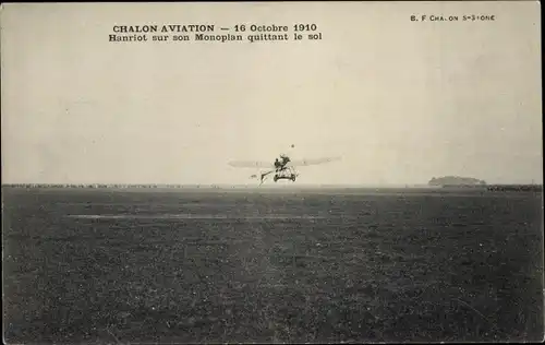 Ak Chalon Aviation 1910, Hanriot sur son Monoplan quittant le sol