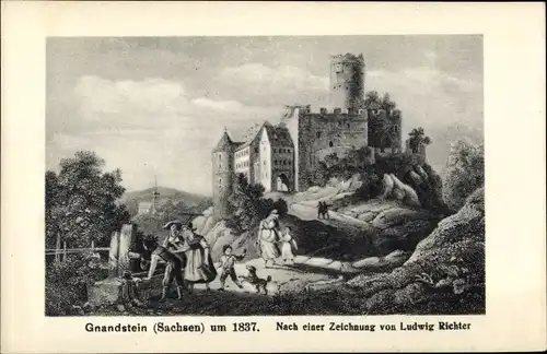 Künstler Ak Richter, Ludwig, Gnandstein Kohren Sahlis Frohburg in Sachsen, Das Schloss um 1837