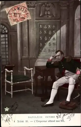 Ak Napoleon Intime, Scene III, L'Empereir attend son fils
