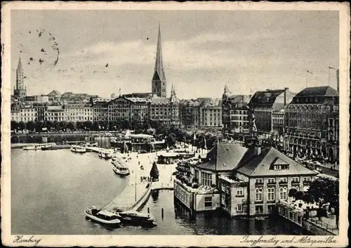 Ak Hamburg Mitte Altstadt, Jungfernstieg und Alsterpavillon