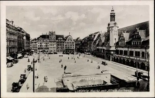 Ak Leipzig in Sachsen, Markt mit altem Rathaus