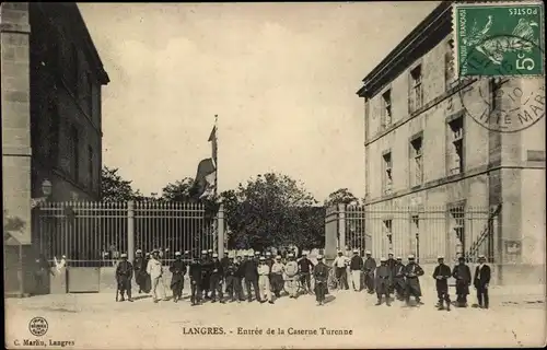 Ak Langres Haute Marne, Entree de la Caserne Turenne