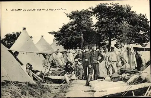 Ak Cercottes Loiret, Le Repos au Camp