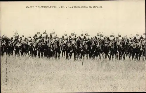 Ak Cercottes Loiret, Le Camp, Les Cuirassiers en Bataille