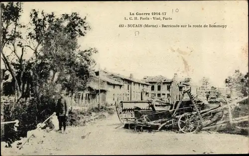 Ak Souain Marne, Barricade sur la route de Sommepy