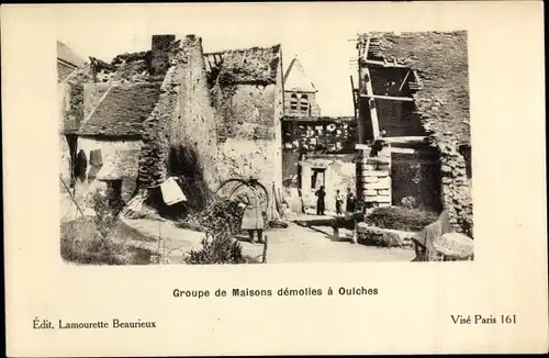 Ak Oulches Indre, Groupe de Maisons demolies