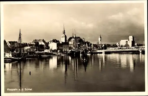 Ak Kappeln an der Schlei, Blick auf den Ort, Brücke