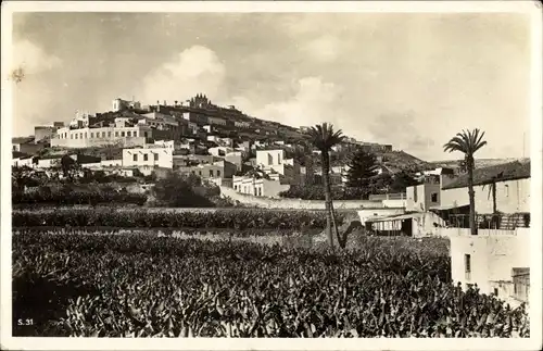 Ak Las Palmas de Gran Canaria Kanarische Inseln, Blick auf den Ort, Palmen, Häuser