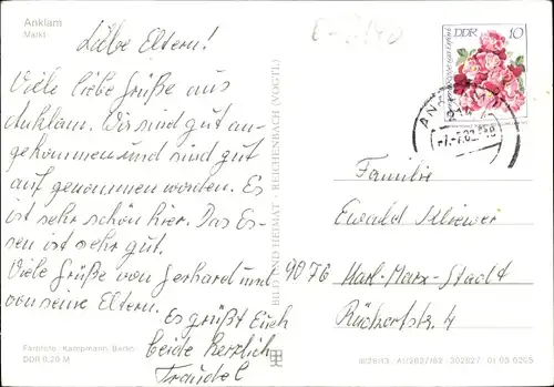 Ak Anklam in Mecklenburg Vorpommern, Markt, Springbrunnen