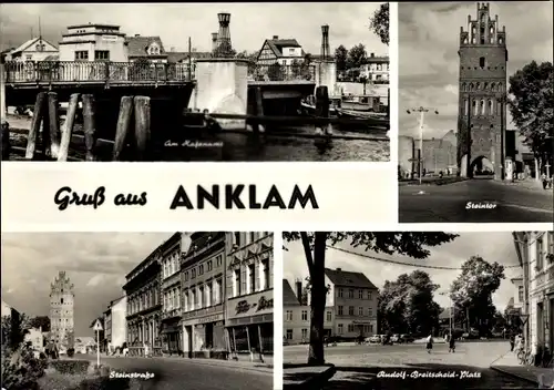 Ak Anklam in Mecklenburg Vorpommern, Hafen, Steintor, Rudolf-Breitscheid-Platz, Steinstraße