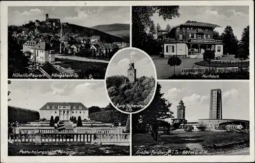 Ak Königstein Taunus, Teilansicht, Burg Falkenstein, Großer Feldberg, Kurhaus, Posterholungsheim