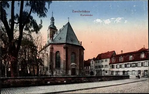 Ak Zweibrücken in der Pfalz, Karlskirche, Außenansicht