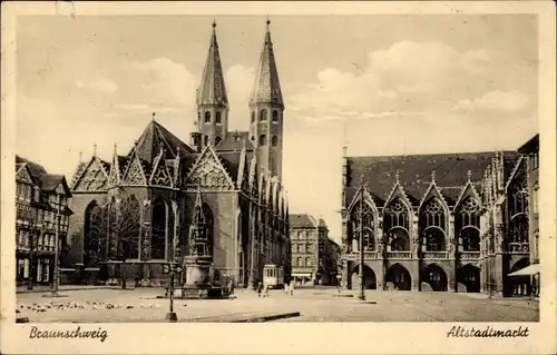 Ak Braunschweig in Niedersachsen, Altstadtmarkt, Kirche