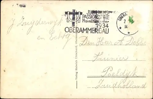 Ak Oberammergau in Oberbayern, Passionsspieltheatermit Laber, Teilansicht, Bauern