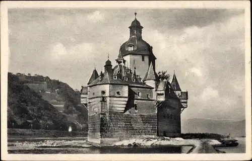 Ak Caub Kaub am Rhein, Burg Pfalzgrafenstein, Pfalz, Außenansicht