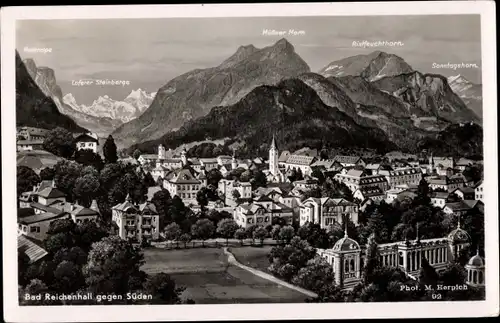 Ak Bad Reichenhall in Oberbayern, gegen Süden, Ortsansicht, Panorama