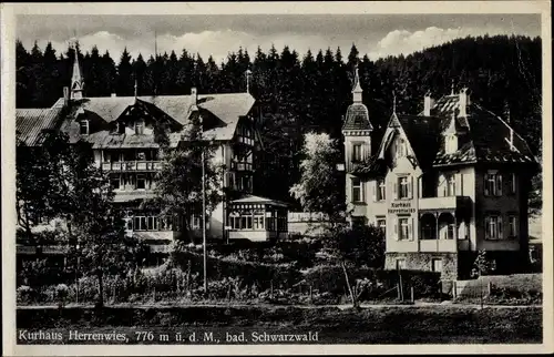 Ak Herrenwies Forbach im Schwarzwald Baden, Kurhaus, Gasthaus zum Auerhahn, Außenansicht