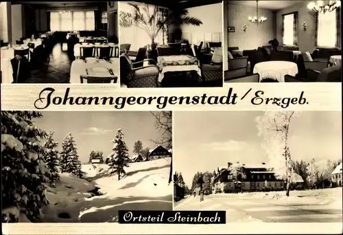 Ak Steinbach Johanngeorgenstadt im Erzgebirge, Ferienheim, Innenansichten, Winter