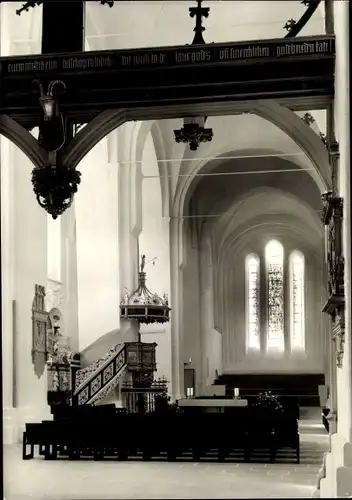 Ak Hansestadt Lübeck, Dom, Innenansicht, Blick nach Westen, Kanzel