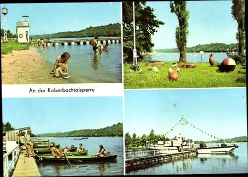 Ak Langenhessen Werdau an der Pleiße in Sachsen, Koberbachtalsperre, Boote, Standbad
