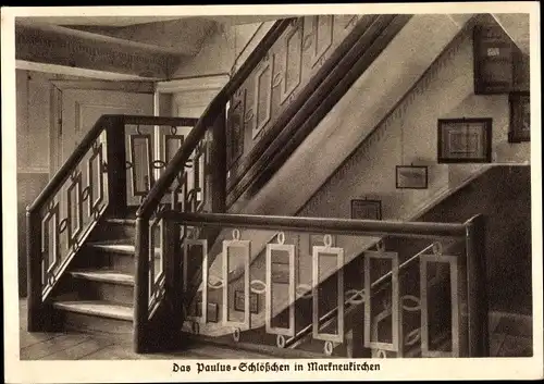 Ak Markneukirchen im Vogtland, das Paulus Schlößchen, Geländer, Treppenaufgang, Treppenhaus