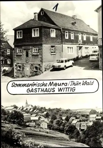 Ak Meura Thüringer Wald, Gasthaus Wittig mit Totalansicht