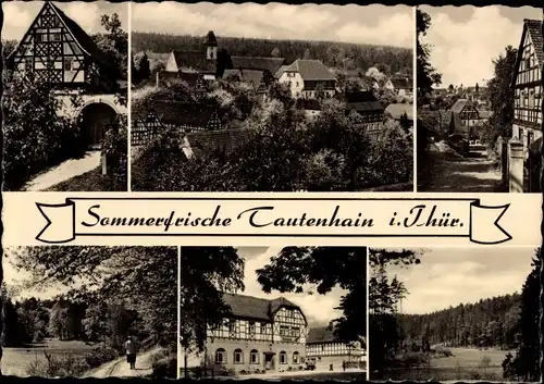 Ak Tautenhain in Thüringen, Gaststätte Kanone, Kulturhaus, Panorama, Teilansichten