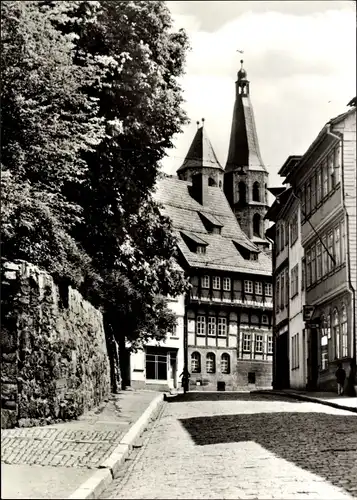 Ak Nordhausen in Thüringen, Barfüßerstraße und Blasilkirche, Straßenansicht