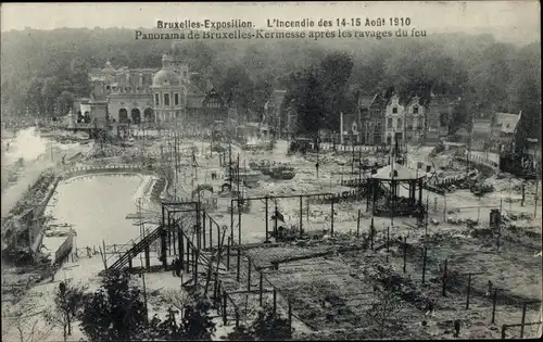 Ak Bruxelles Brüssel, Weltausstellung 1910, Incendie, Panorama de Kermesse