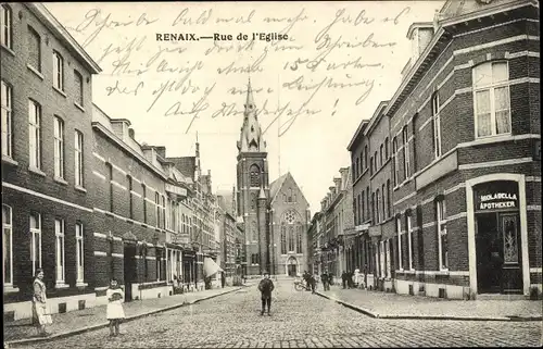 Ak Ronse Renaix Ostflandern, Rue de l'Église, Apotheke