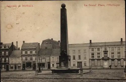 Ak Ronse Renaix Ostflandern, La Grand Place, l'Obélisque