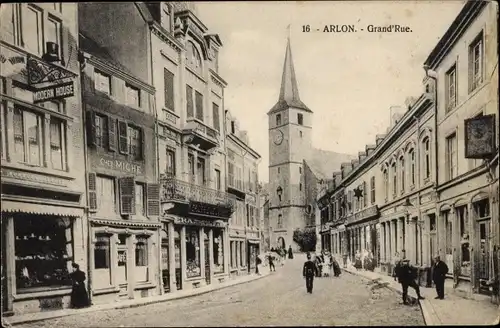 Ak Arlon Aarlen Wallonien Luxemburg, Grand'Rue, Kirche