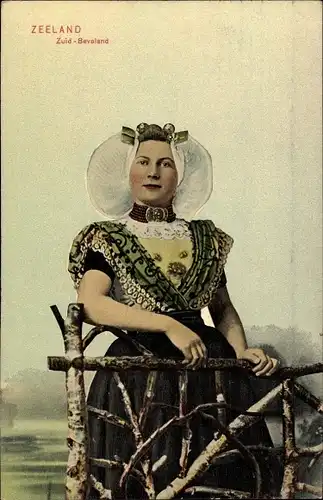 Ak Zuid Beveland Zeeland Niederlande, Niederländische Tracht, Frauenportrait