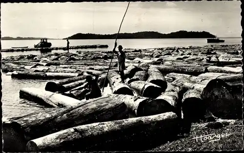 Ak Französisch Kongo, Transport de bois sur le Congo