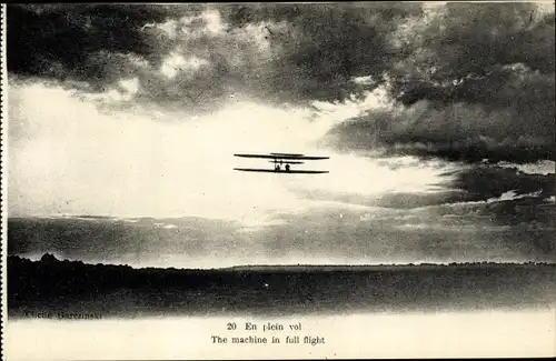 Ak En plein vol, The Machine in full flight, Biplan, Flugzeug