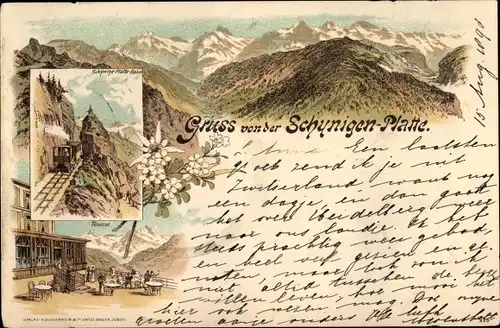 Litho Schynige Platte Kanton Bern, Schynige Platte Bahn, Zahnradbahn, Terrasse, Gebirge