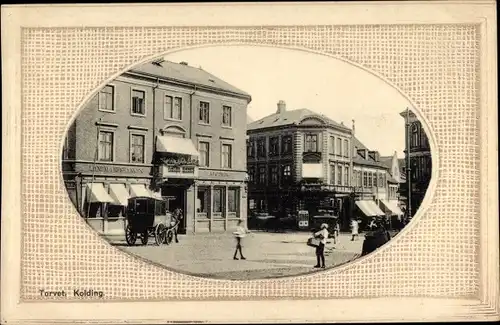 Passepartout Ak Kolding Dänemark, Torvet, Platz, Geschäftshäuser