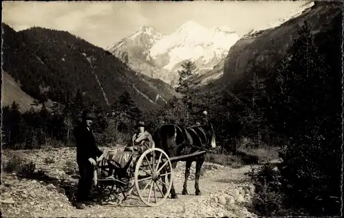 Ak Kandersteg Kanton Bern, Gemmiwagen, Gebirge, Kutsche