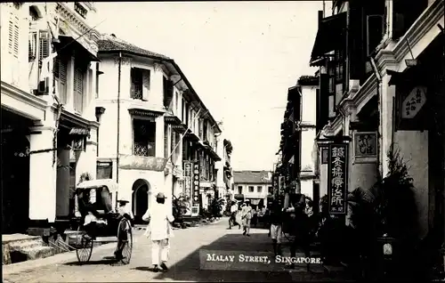 Foto Ak Singapore Singapur, Malay Street, Rikscha